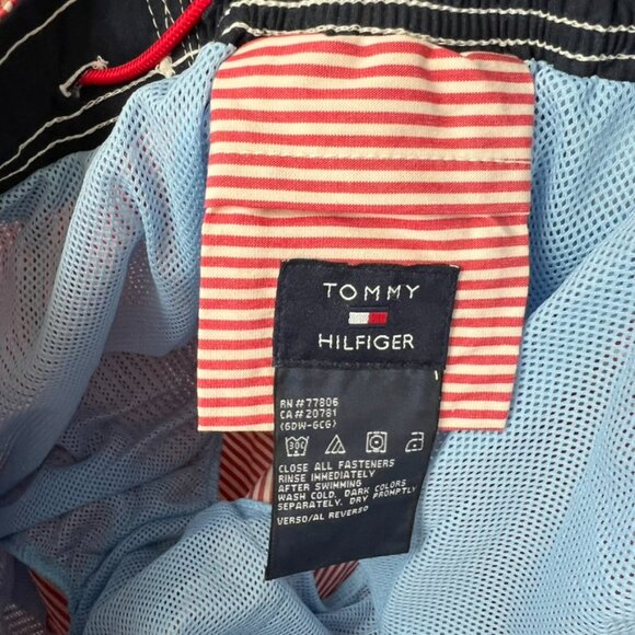 Tommy Hilfiger Swim Trunks Shorts Red Striped Large - Picture 6 of 6